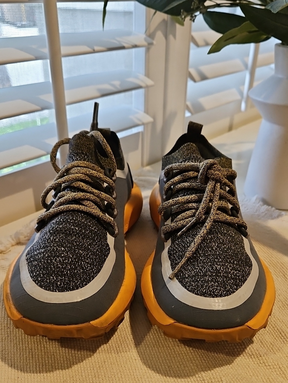 Women's Athletic Hiking Sneakers in Black, Gray & Orange 0063